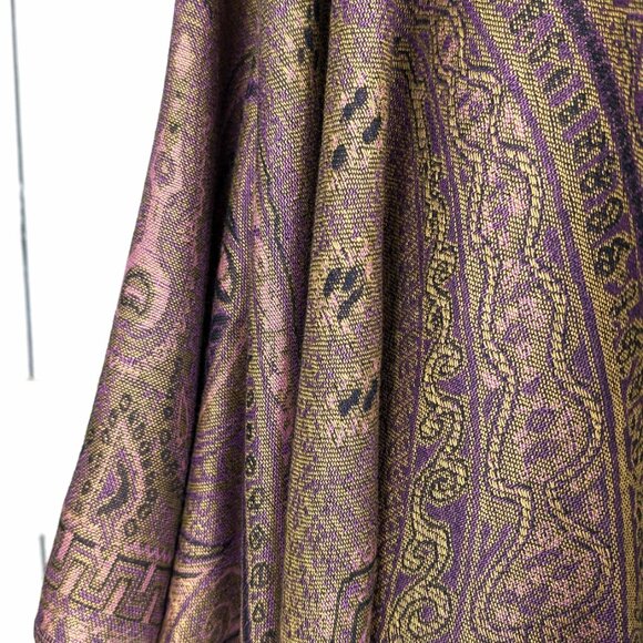 Tan purple tribal paisley pashmina kimono cover up - Picture 6 of 7